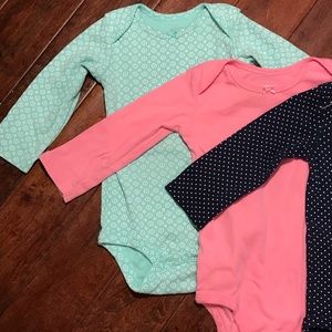 3 Carter’s Simple Joys Girls Long Sleeve Onesies